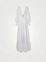 Circle Cotton Satin Long-Sleeve Maxi Dress