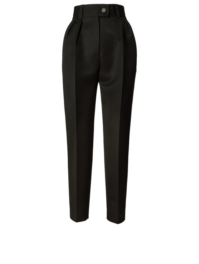 Compact Wool High-Waisted Pants