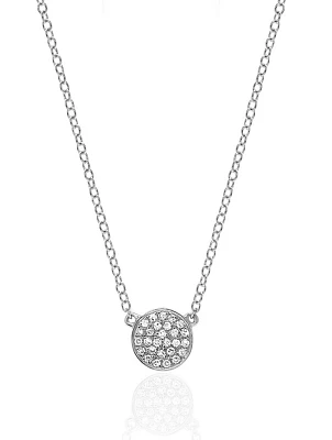 Mini 14K White Gold Disc Necklace With Diamonds