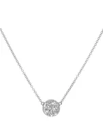 14K White Gold Disc Necklace With Diamonds