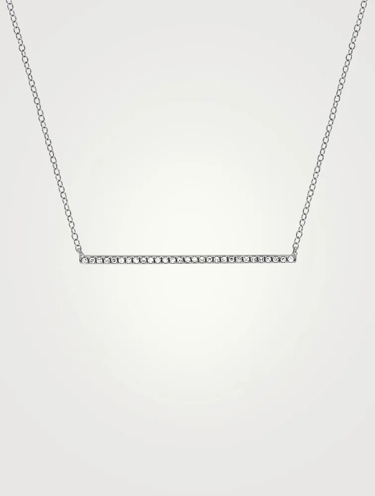 14K Gold Diamond Bar Necklace With Diamonds