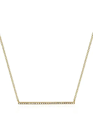 14K Gold Diamond Bar Necklace With Diamonds