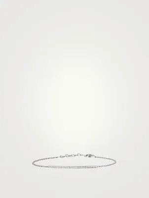 14K White Gold Bar Bracelet With Diamonds