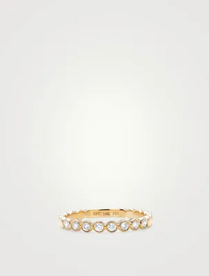 14K Gold Bezel Stack Ring With Diamonds