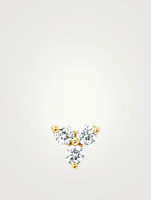 14K Gold Trio Stud Earring With Diamonds