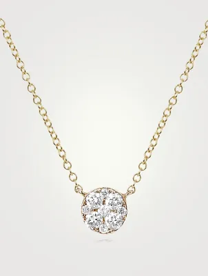 14K Gold Disc Choker Necklace With Diamonds