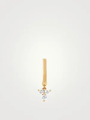 14K Gold Mini Huggie Trio Drop Earring With Diamonds