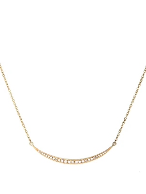 Mini 14K Gold Crescent Necklace With Diamonds