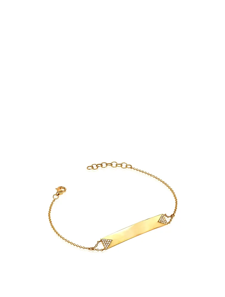 14K Gold Nameplate Bracelet With Diamonds