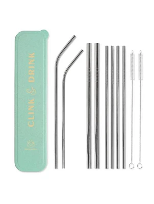 "Clink & Drink" Stainless Steel Straw Set