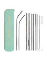 "Clink & Drink" Stainless Steel Straw Set