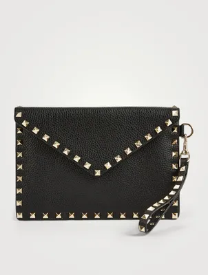 Medium Rockstud Leather Envelope Pouch Bag