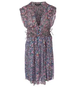 Oaxoli Silk Sleeveless Dress Floral Print