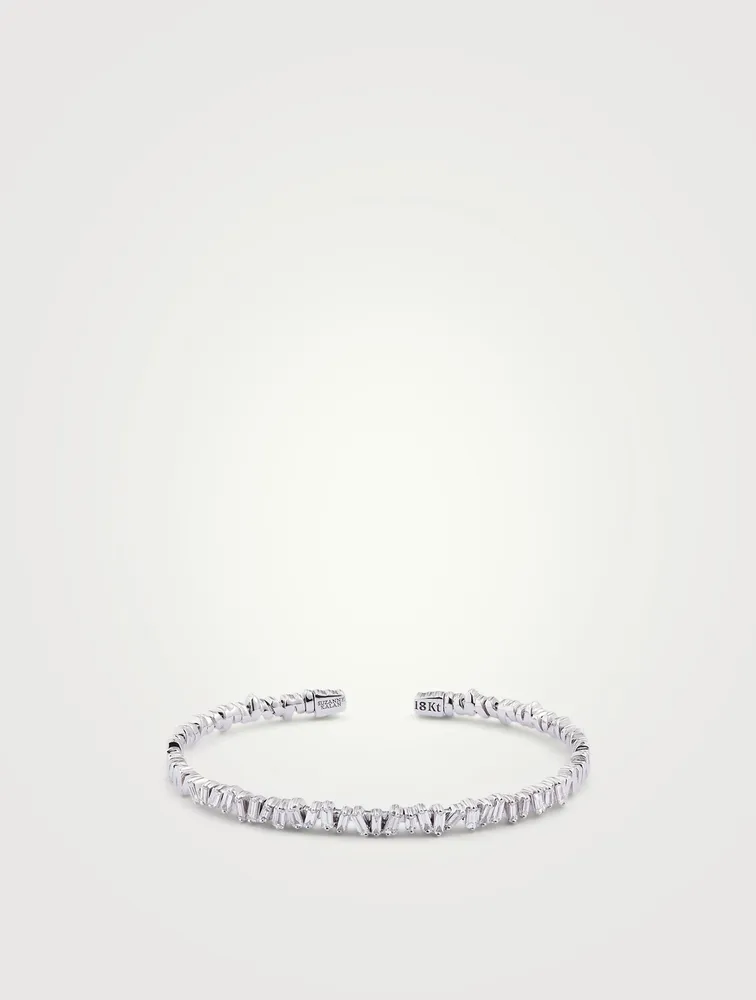 Fireworks 18K Gold Flexible Bangle Cuff Bracelet With Diamonds