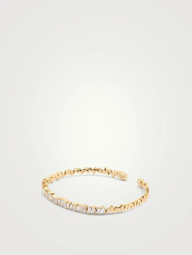Fireworks 18K Gold Flexible Bangle Cuff Bracelet With Diamonds