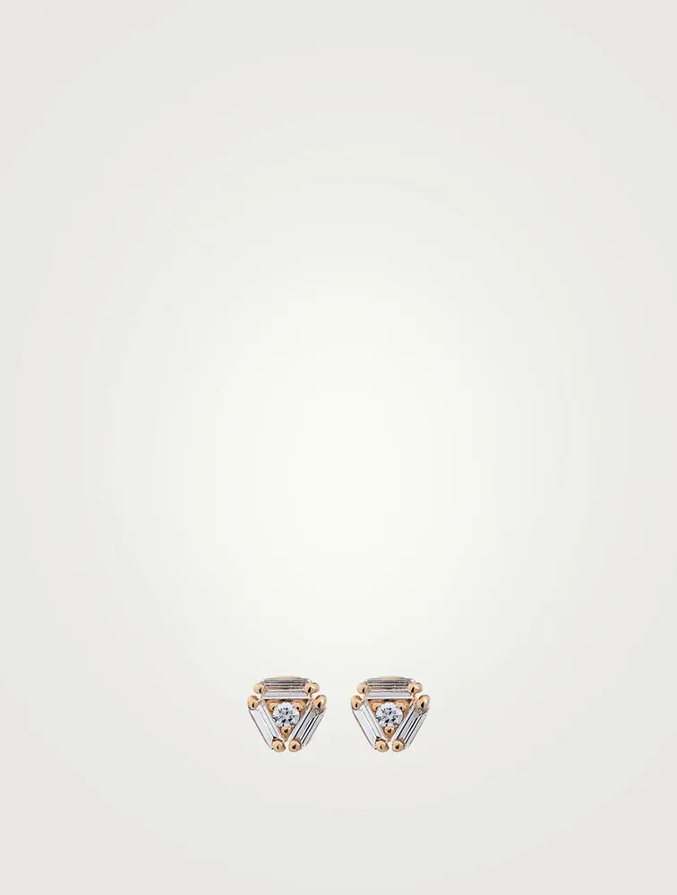 Fireworks 18K Gold Triangle Earrings With Diamonds