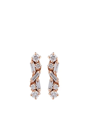 Fireworks 18K Rose Gold Stick Stud Earrings With Diamonds