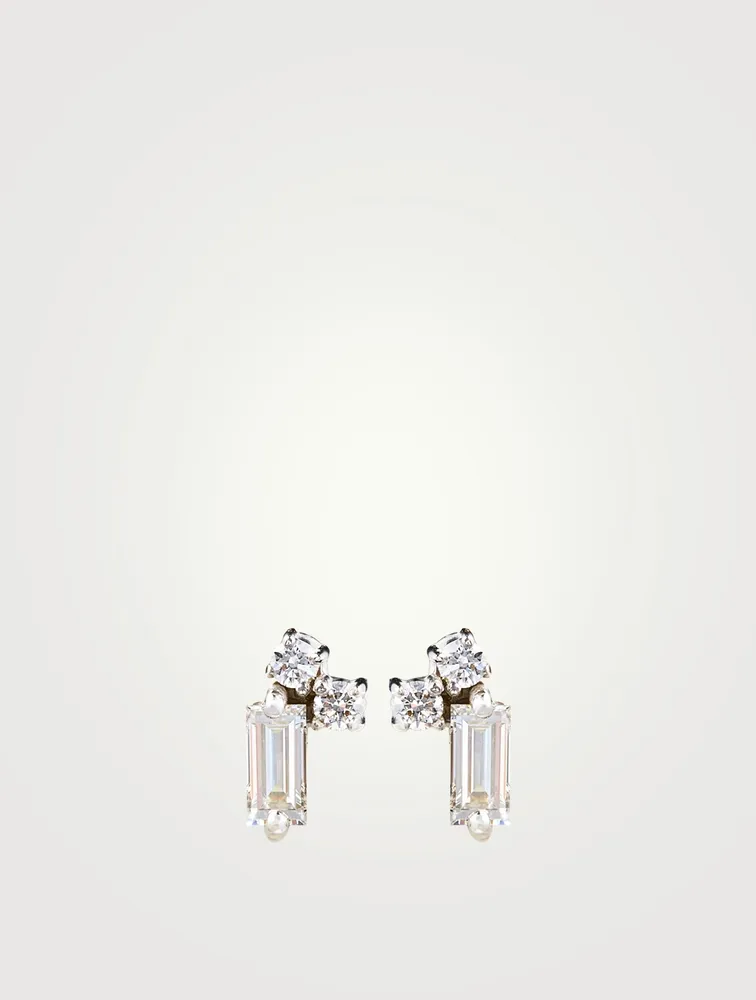 Fireworks 18K Gold Stud Earrings With Diamonds