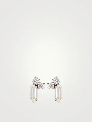 Fireworks 18K White Gold Stud Earrings With Diamonds