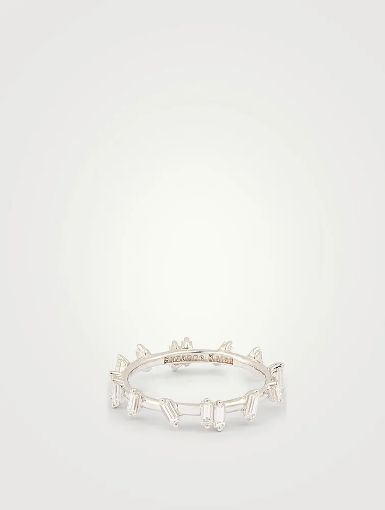 New Barbwire 18K White Gold Band With Diamonds