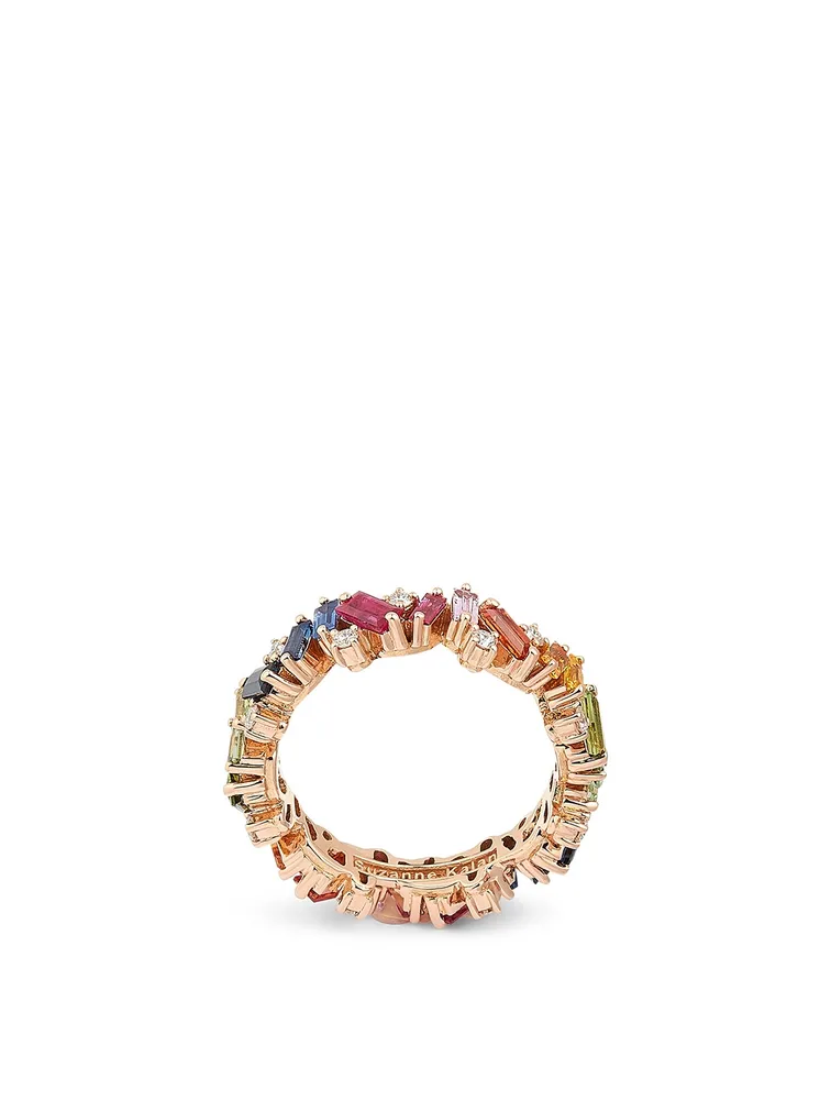 Rainbow Fireworks 18K Rose Gold Frenzy Eternity Band With Sapphire And Diamonds