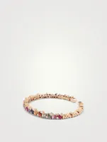 Rainbow Fireworks 18K Gold Frenzy Bangle Cuff Bracelet With Sapphire And Diamonds