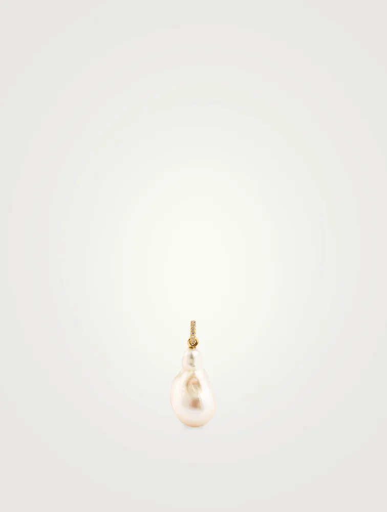 Baroque Pearl 18K Gold Pave Pendant