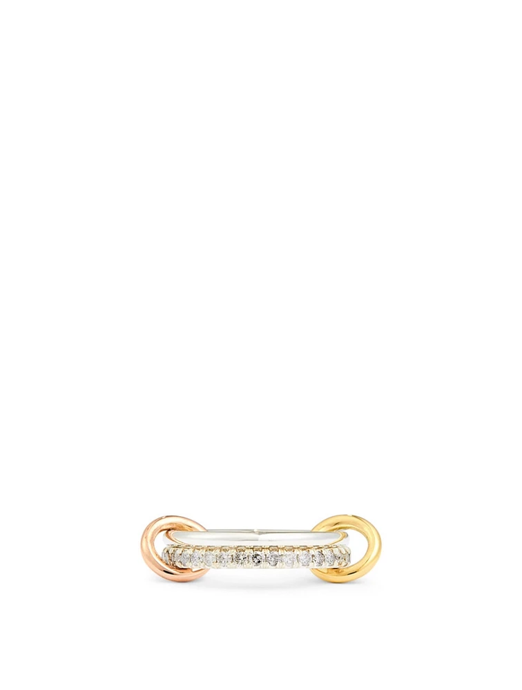 Marigold Sterling Silver And 18K Gold Stacked Ring With Diamonds