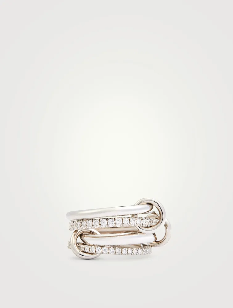 Polaris 18K White Gold Stacked Ring With Diamonds