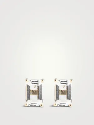 Amalfi 14K Gold White Topaz Emerald-Cut Stud Earrings