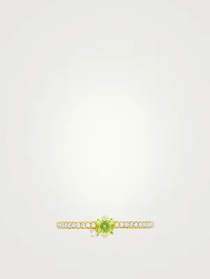 Santorini 14K Gold Peridot Ring With Diamonds