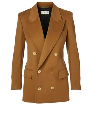 Wool And Cashmere Double-Breasted Long Blazer