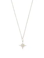 Small 14K White Gold Starburst Necklace With Diamonds