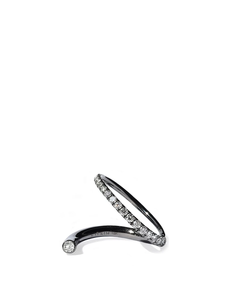 Crescendo Flare 18K Black Gold Ring With Diamonds
