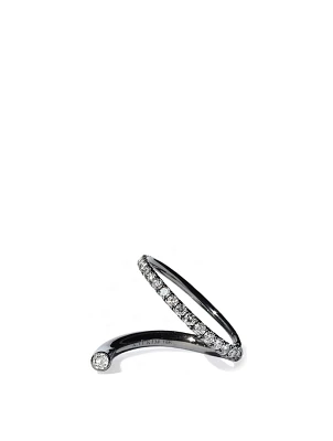 Crescendo Flare 18K Black Gold Ring With Diamonds