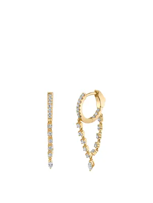 18K Gold Sienna Huggie Hoop Earrings With Diamonds