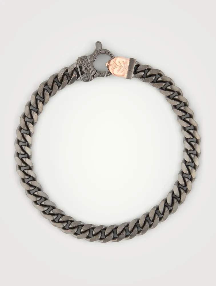 Flaming Tongue Silver Cuban Link Bracelet