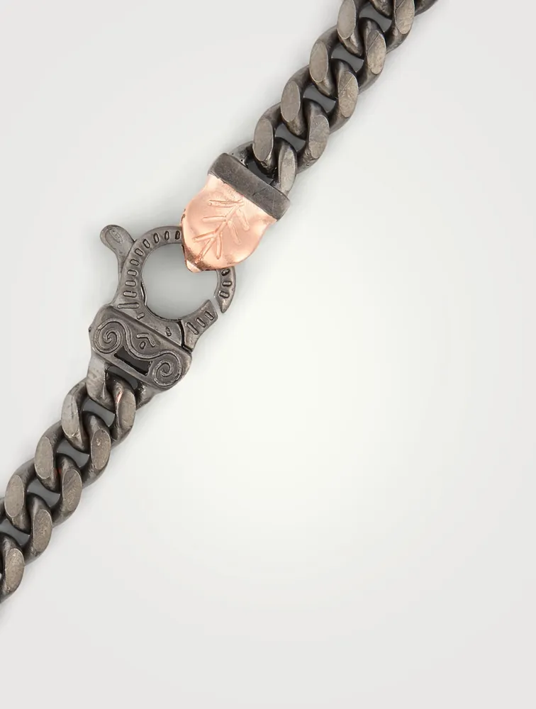 Flaming Tongue Silver Cuban Link Bracelet