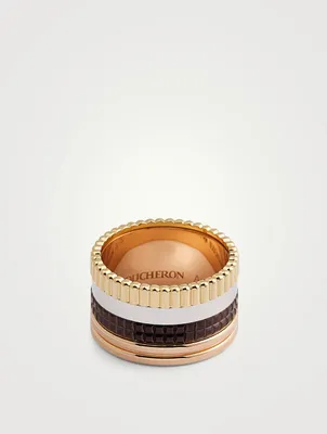 Large Quatre Classique Gold Ring With Brown PVD