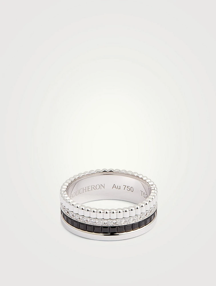 Small Black Edition Quatre White Gold Ring With Black PVD And Diamonds