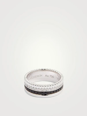 Small Black Edition Quatre White Gold Ring With Black PVD And Diamonds