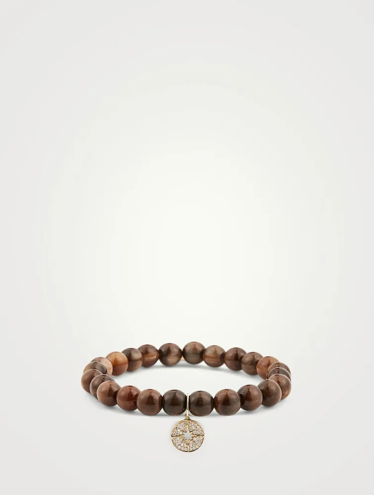 Beaded Bracelet With 14K Gold Diamond Starburst Charm