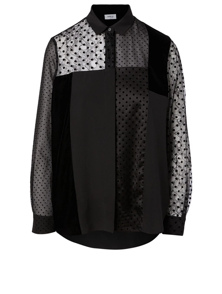 Velvet Patchwork Tunic Blouse