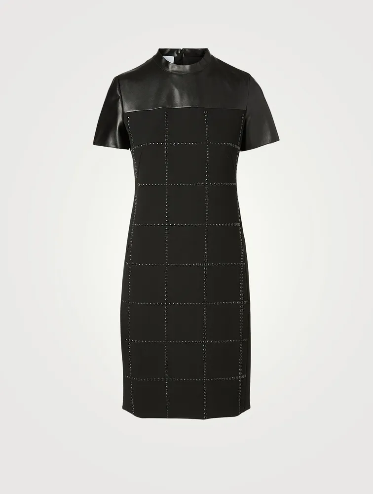 Embellished Grid Mini Dress