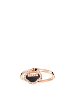 Petite Yu Yi 18K Rose Gold Ring With Diamonds And Onyx
