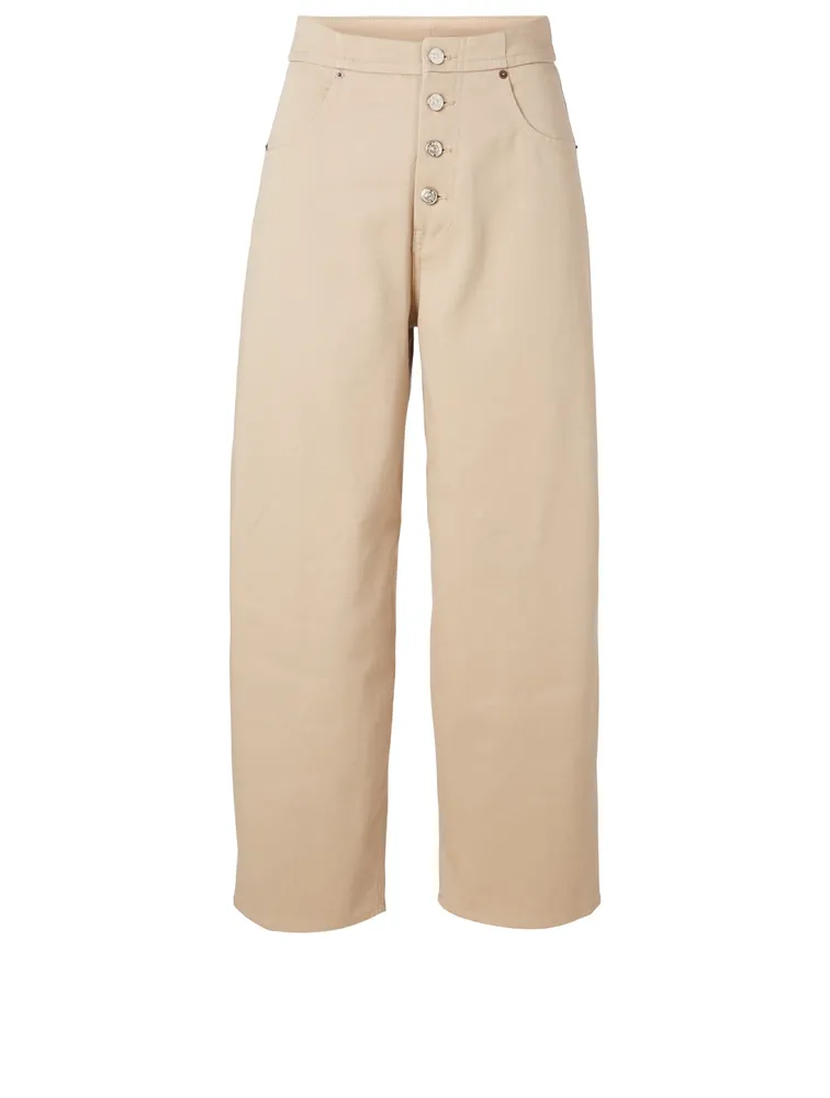 Cotton Jeans With Exposed Button Fly