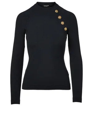 Diamond Knit Sweater With Buttons