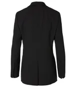 Wool Long Blazer With Beading