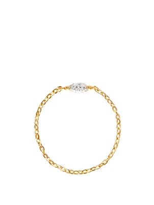 18K Gold Chain Ring With Marquise Diamond