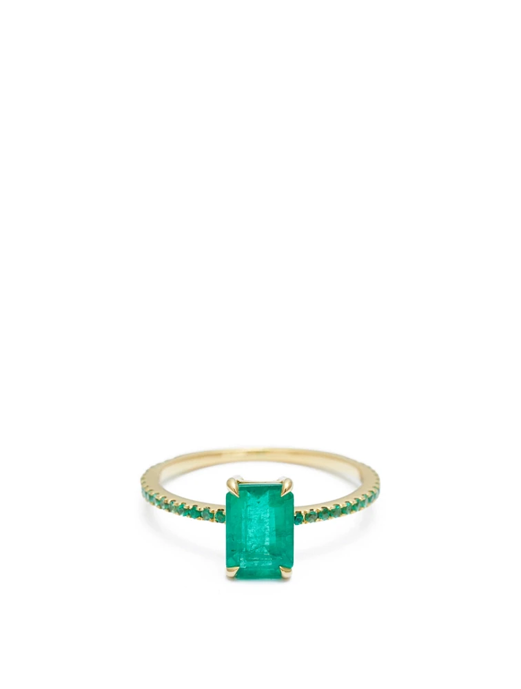 18K Gold Emerald Spring Ring